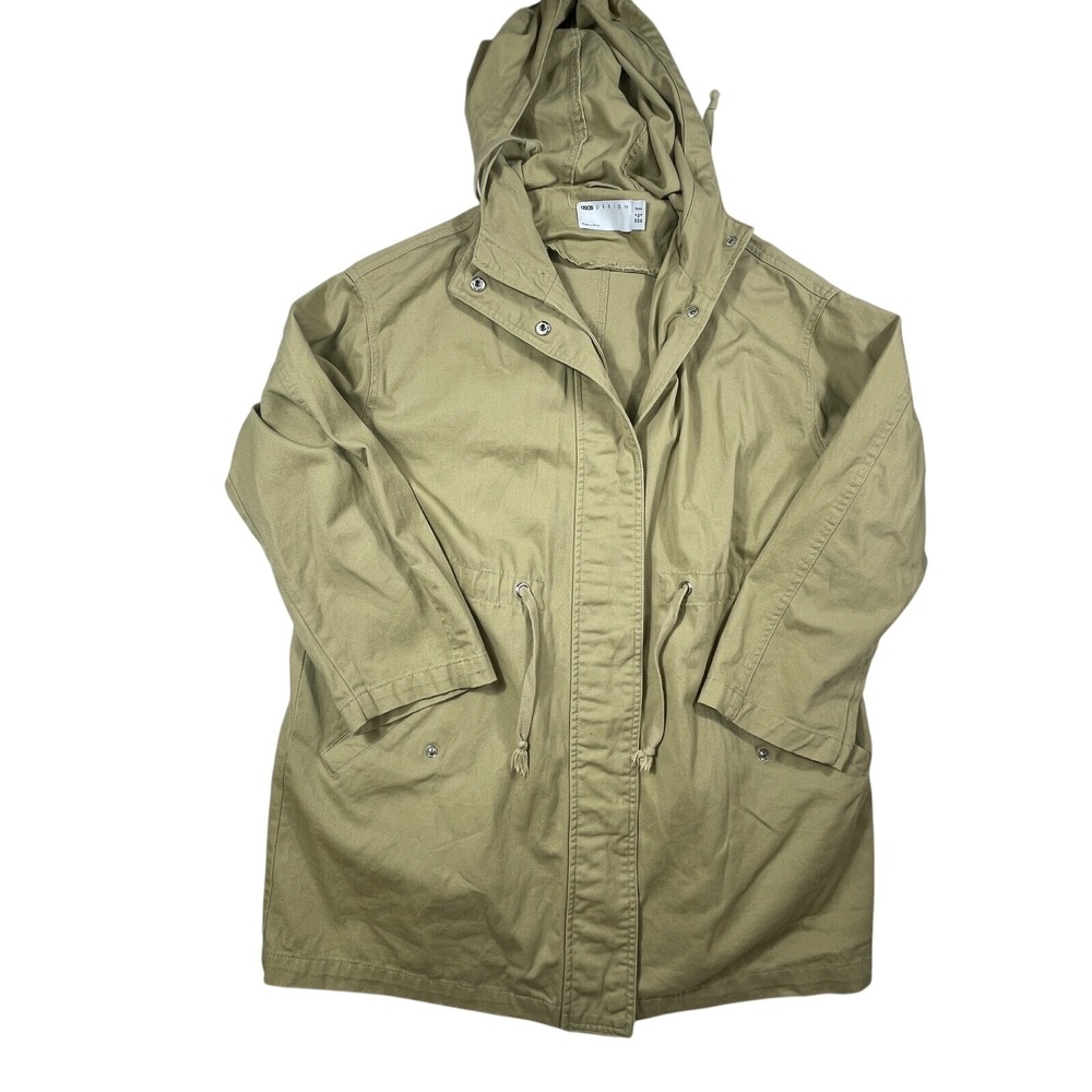 ASOS Design Anorak Jacket‎ Lightweight Hooded Drawstring Waist Khaki Petite 0